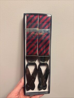 NWT Brooks Brothers Red and Navy Striped Suspenders